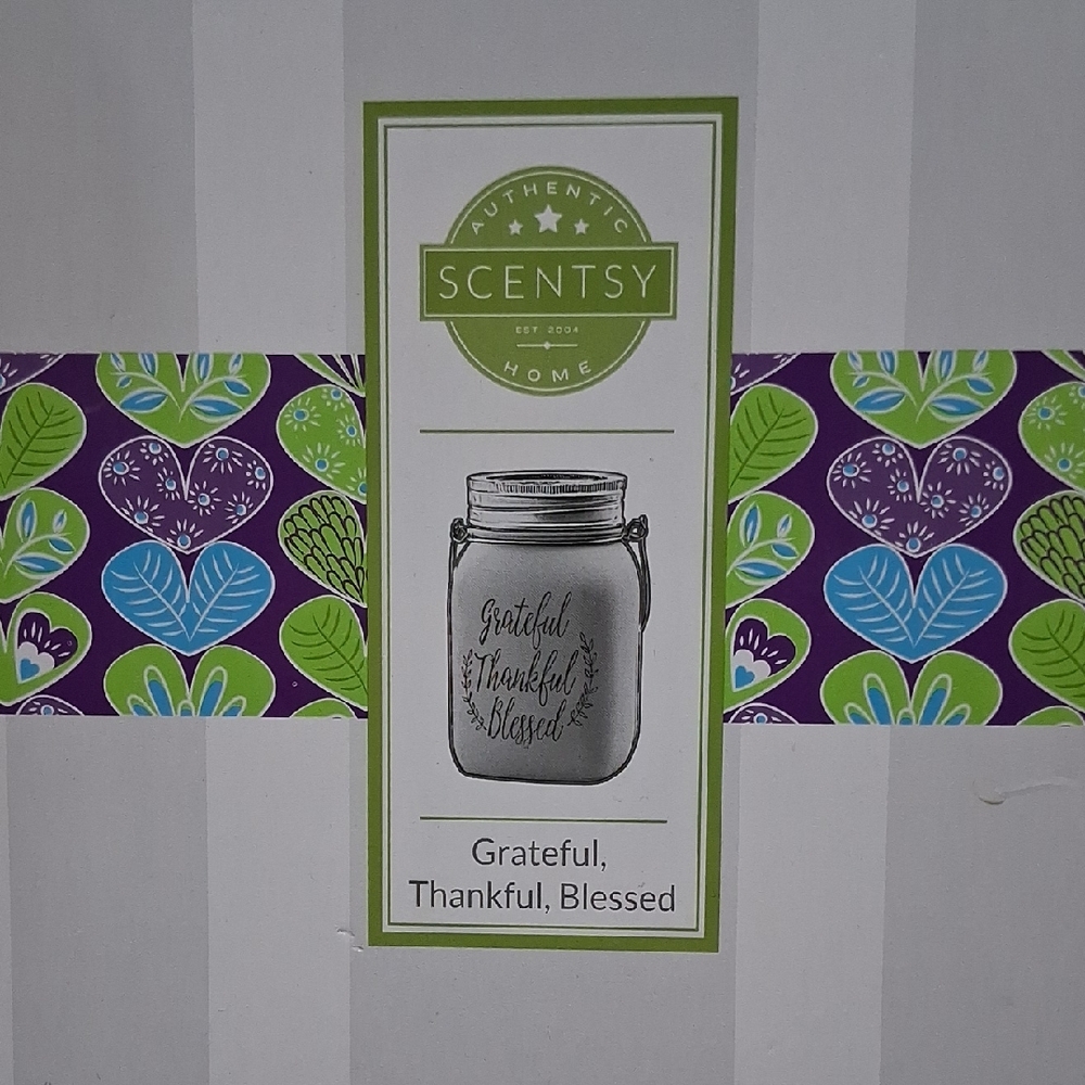 NIB ~ Scentsy Pink Mason Jar Wax Warmer ~ Grateful Thankful Blessed